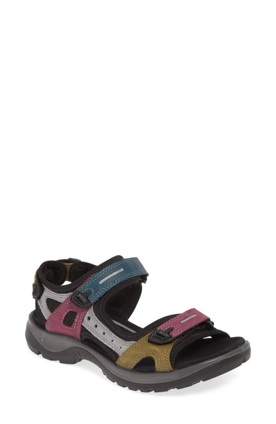 Shop Ecco Offroad Sandal In Petrol/ Aubergine Leather