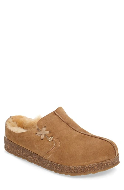 Shop Haflinger Saskatchewan Slipper In Tan Shearling Fabric