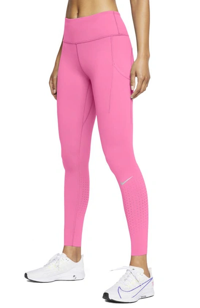 Shop Nike Epic Luxe Dri-fit Pocket Running Tights In Pink Glow