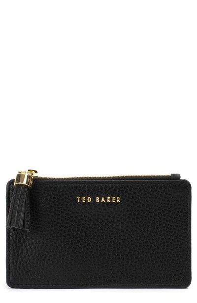Shop Ted Baker Peggey Tassel Zip Leather Card Holder In Jet Black