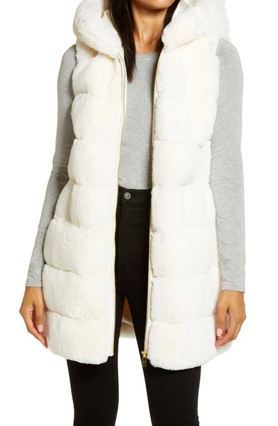 Shop Via Spiga Grooved Faux Fur Hooded Vest In Ivory