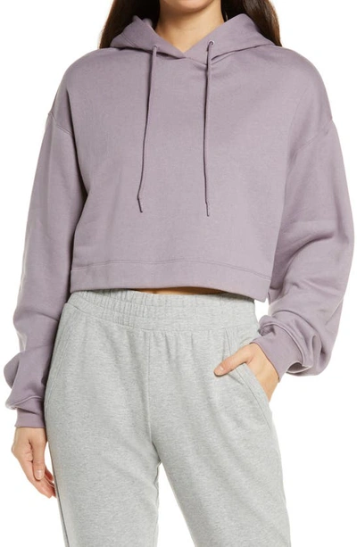 Shop Alo Yoga Bae Crop Hoodie In Lavender Smoke