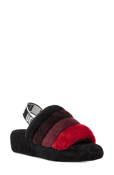 Shop Ugg Fluff Yeah Genuine Shearling Slingback Sandal In Black Multicolor