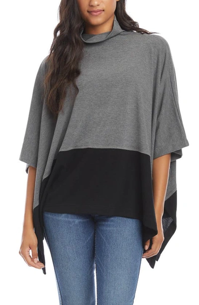 Shop Karen Kane Colorblock Poncho In Dark Heather Grey