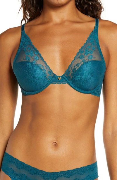 Shop Natori Cherry Blossom Convertible Underwire Bra In Sea Green