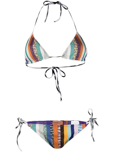Shop Missoni Metallic Striped Bikini In Multicolor