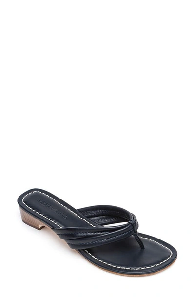 Shop Bernardo Miami Demi Wedge Sandal In Navy Leather