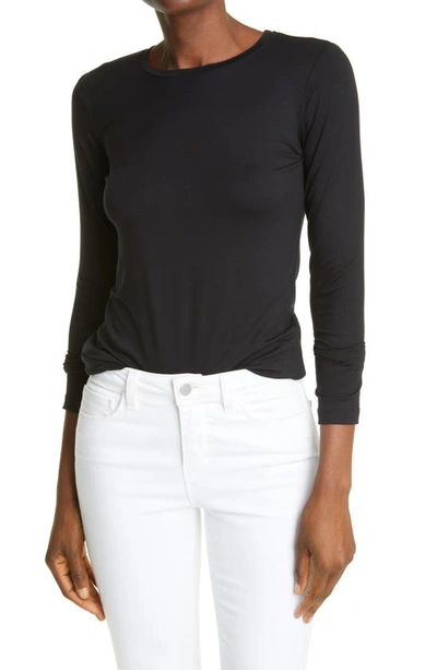 Shop L Agence Tess Long Sleeve Stretch Jersey Top In Black