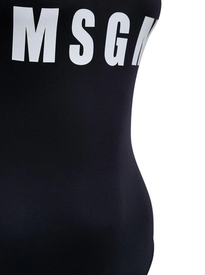 Shop Msgm Pink Swimsuit With Logo In Black