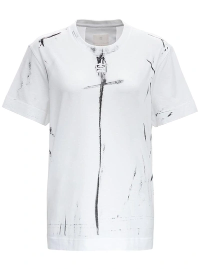 Shop Givenchy Trompe L'oeil Cotton T-shirt With Logo In White