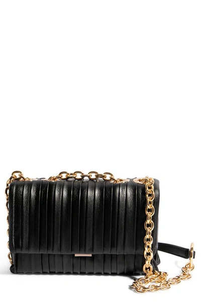 Shop House Of Want Small How We Slay Vegan Leather Shoulder Bag In Black Pleated