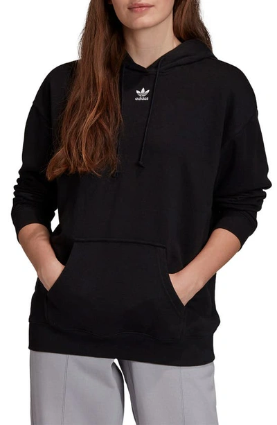 Shop Adidas Originals Trefoil Essentials Hooded Sweatshirt In Black