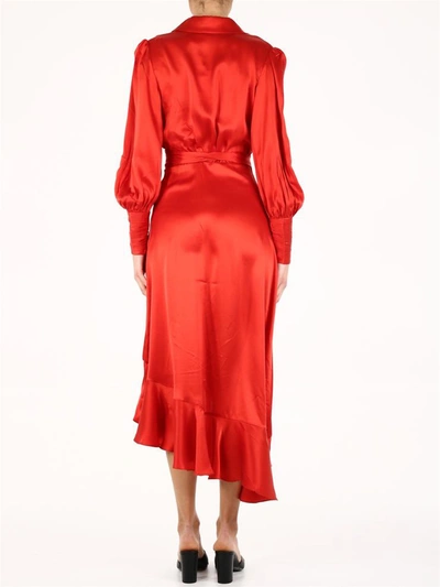 Shop Zimmermann Wrap Midi Dress Red