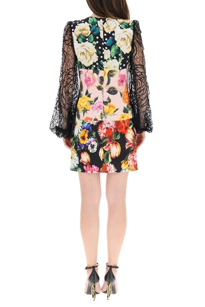Shop Dolce & Gabbana Mini Dress With Lace Sleeves In Variante Abbinata
