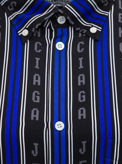 Shop Balenciaga Striped Viscose L / S Large Shirt In Black
