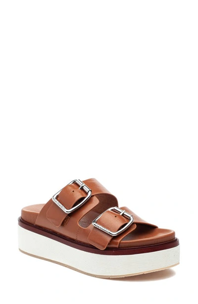 Shop Jslides Bowie Platform Slide Sandal In Cognac Leather
