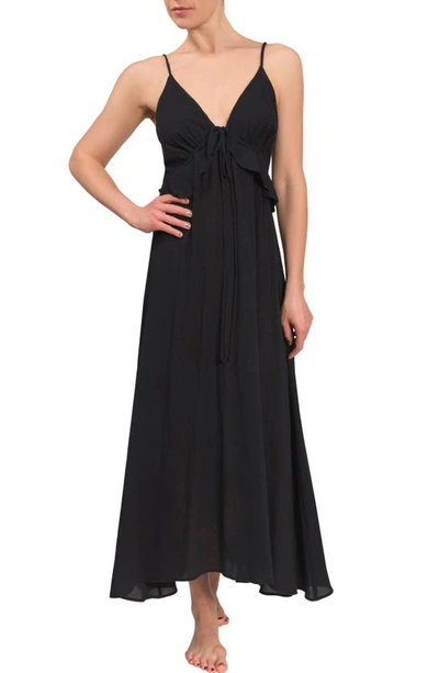 Shop Everyday Ritual Ruffle Empire Waist Nightgown In Black