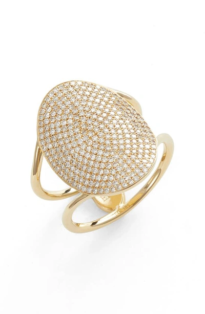 Shop Ef Collection Jumbo Oval Pavé Diamond Ring In Yellow Gold