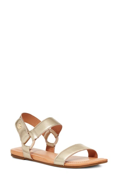 Shop Ugg Rynell Sandal In Gold Metallic Leather