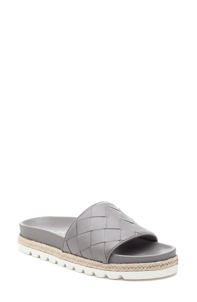 Shop Jslides Slide Sandal In Light Grey Leather