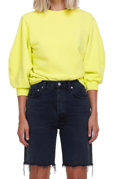 Shop Agolde Thora Puff Sleeve Sweatshirt In Tarte