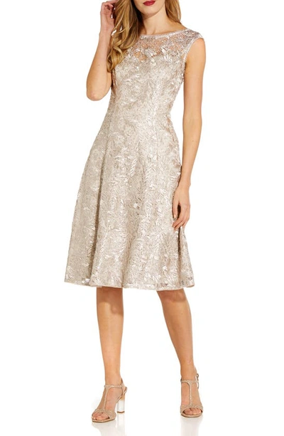 Shop Adrianna Papell Embroidered Cocktail Dress In Marble