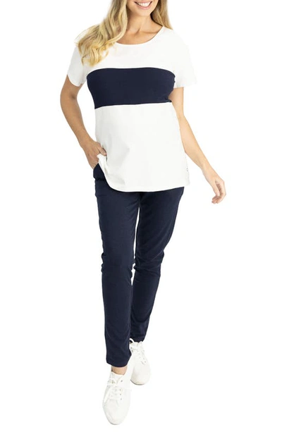 Shop Angel Maternity Home To Street Maternity T-shirt & Pants Set In Navy