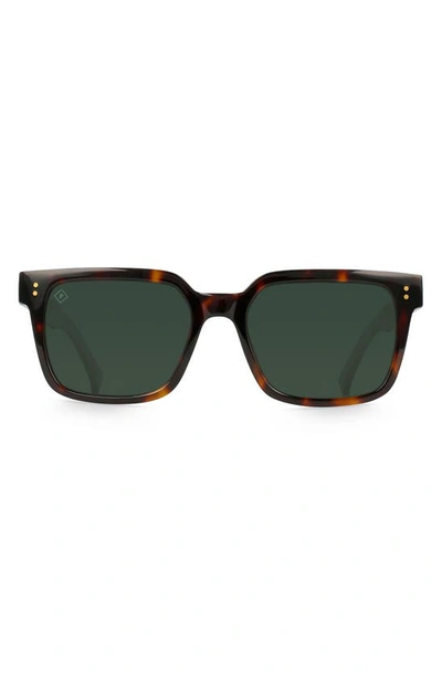 Shop Raen West 55mm Polarized Square Sunglasses In Kola Tortoise/ Green Polar