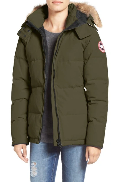 Shop Canada Goose 'chelsea' Slim Fit Down Parka With Genuine Coyote Fur Trim In Military Green