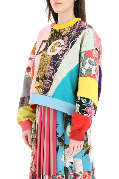 Shop Dolce & Gabbana Patchwork Sweatshirt Dg Embroidery In Variante Abbinata