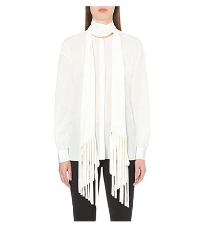 Shop Tom Ford Tasselled Silk Shirt In Chalk