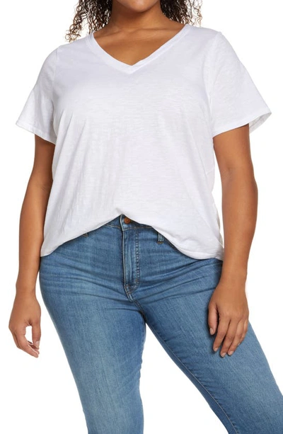 Shop Madewell Whisper Cotton V-neck T-shirt In Optic White