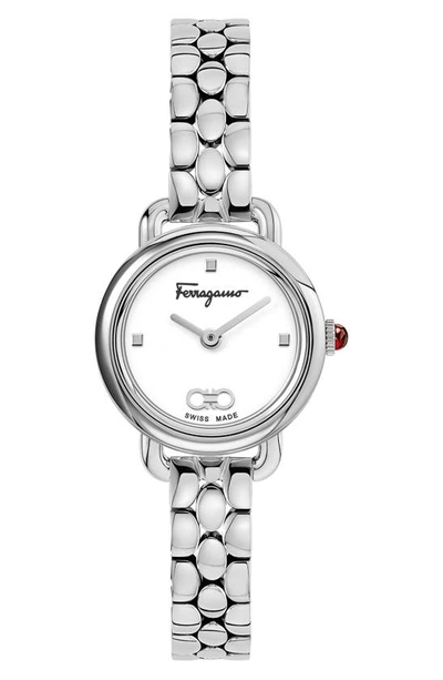 Shop Ferragamo Varina Bracelet Watch, 22mm In Silver/ White/ Silver