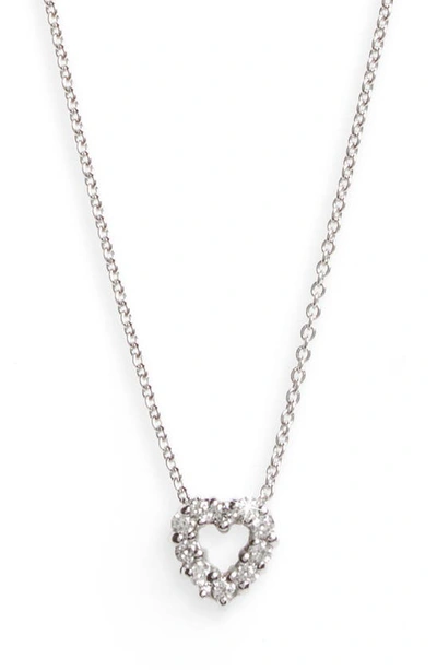 Shop Roberto Coin 'tiny Treasures' Diamond Heart Pendant Necklace In White Gold