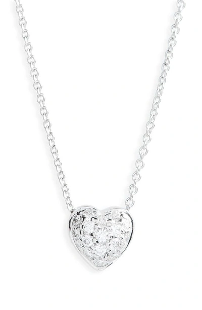 Shop Roberto Coin Pavé Heart Pendant Necklace In Puffed Heart