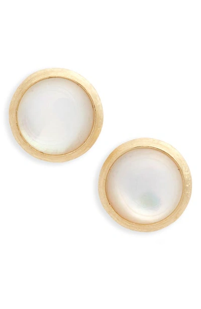 Shop Marco Bicego Jaipur Semiprecious Stone Stud Earrings In Yellow Gold/ White Mop