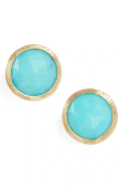 Shop Marco Bicego Jaipur Semiprecious Stone Stud Earrings In Yellow Gold/ Turquoise