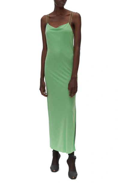 Shop Helmut Lang Back Knot Maxi Dress In Radiated Green