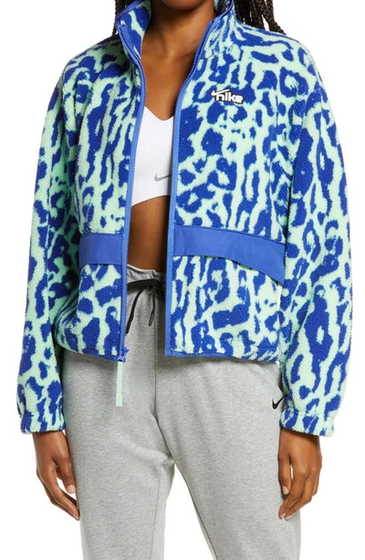 Nike Sherpa Jacket In Blue All Over Animal Print-blues In Astronomy Blue/  White | ModeSens