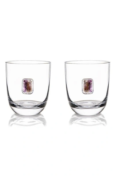 Shop Anna New York Elevo Set Of 2 Double Old Fashioned Glasses In Smoke Agate