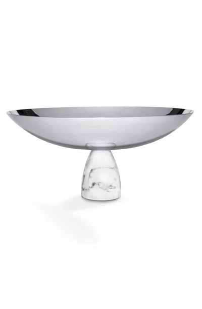 Shop Anna New York Coluna Footed Serving Bowl In Carrara Silver