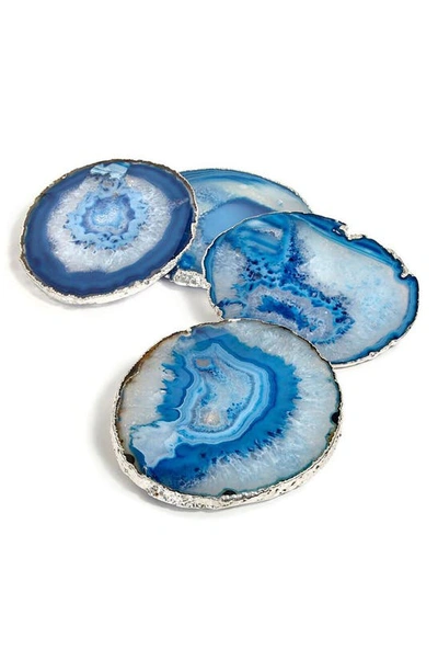 Shop Anna New York Lumino Set Of 4 Agate Coasters In Azure