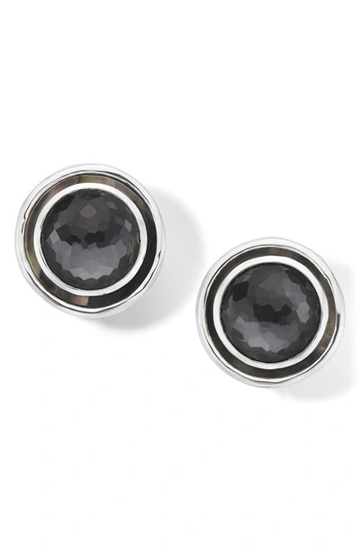 Shop Ippolita Medium Rock Candy Circle Stud Clip Earrings In Silver/ Hematite
