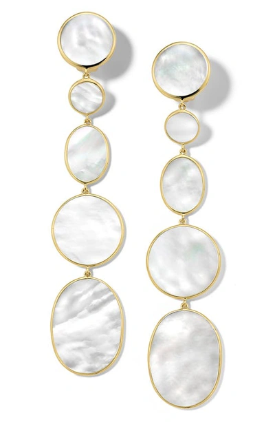 Shop Ippolita Rock Candy Long Clip Earrings In Yellow Gold/ Mother Of Pearl