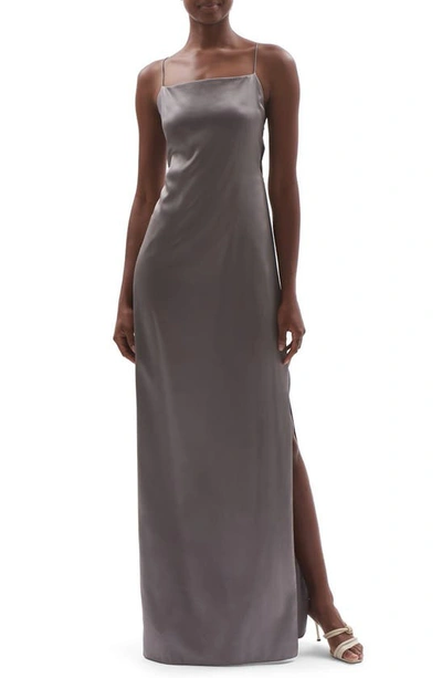Shop Helmut Lang Open Back Stretch Silk Gown In Sartorial Steel