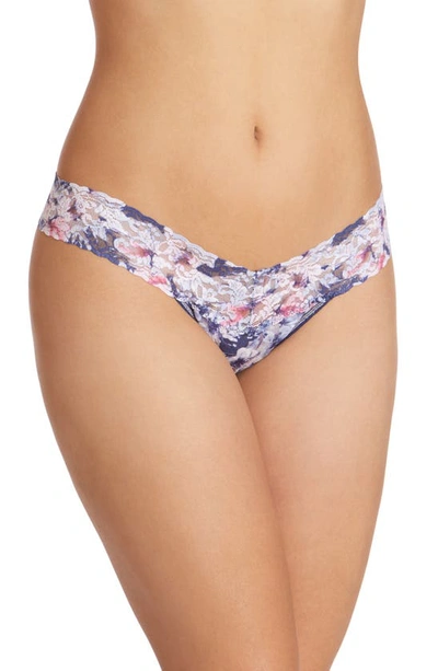 Shop Hanky Panky Floral Breeze Low Rise Thong In Blue Multi