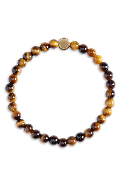 Shop Caputo & Co Stone Bead Bracelet In Yellow Tiger Eye