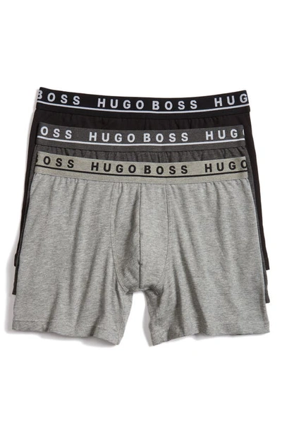 Shop Hugo Boss 3-pack Stretch Cotton Boxer Briefs In Open Grey