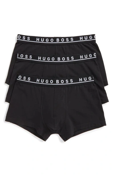 Shop Hugo Boss Assorted 3-pack Stretch Cotton Trunks In Black