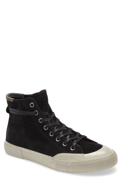 Shop Allsaints Dumount High Top Sneaker In Black Suede